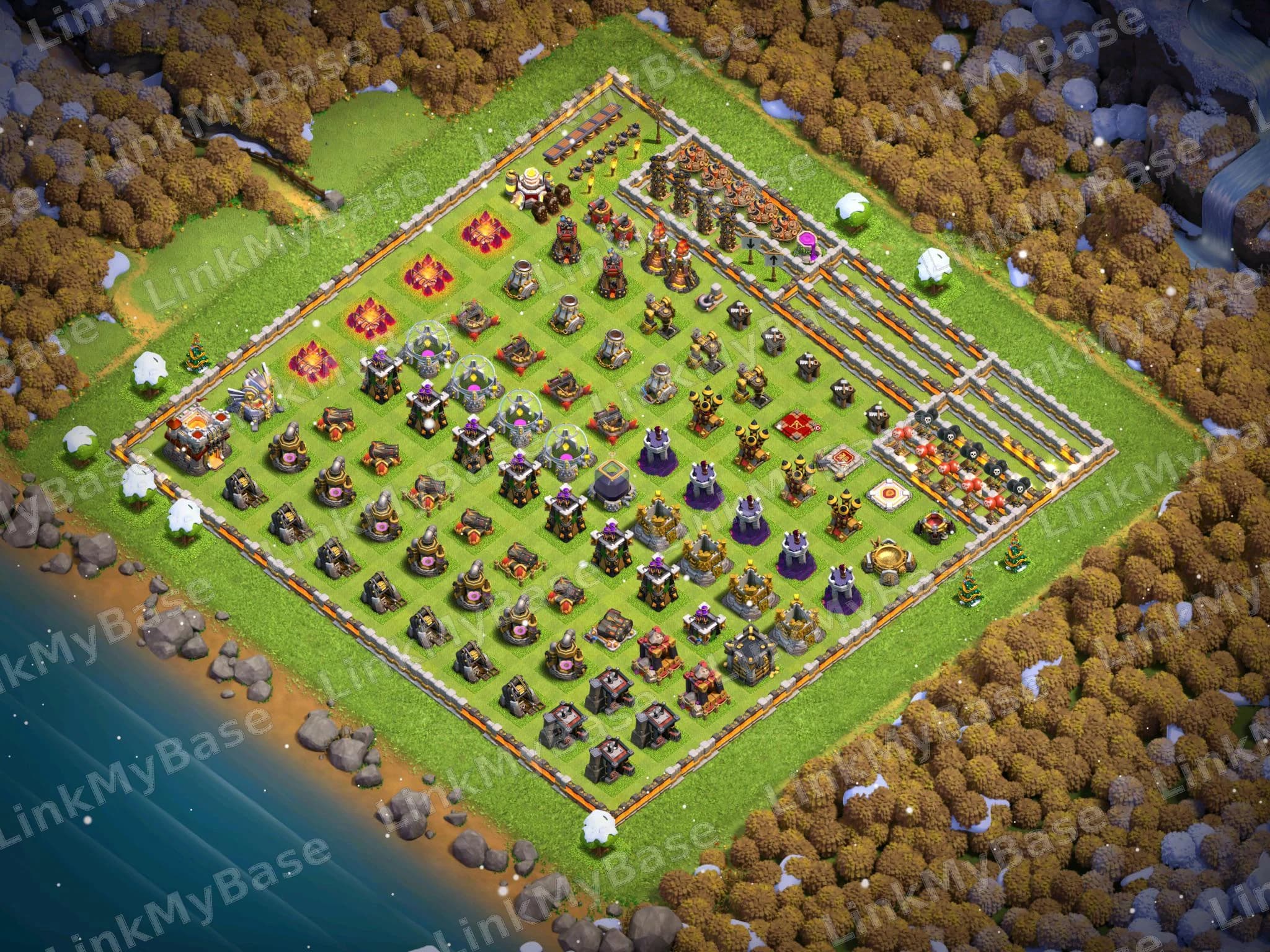 TH11 Anti-Obstacle Edge Spawn Base layout preview